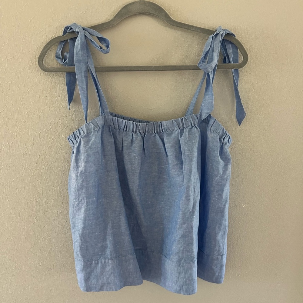 J. Crew linen Blue tie tank top